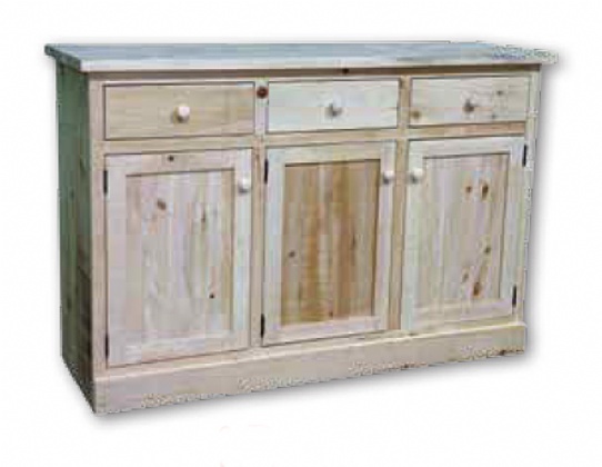 Rustic Pioneer 3 Door 3 Drawer Sideboard with Shaker Doors Mennonite Furniture Ontario at Lloyd's Furniture Gallery in Schomberg