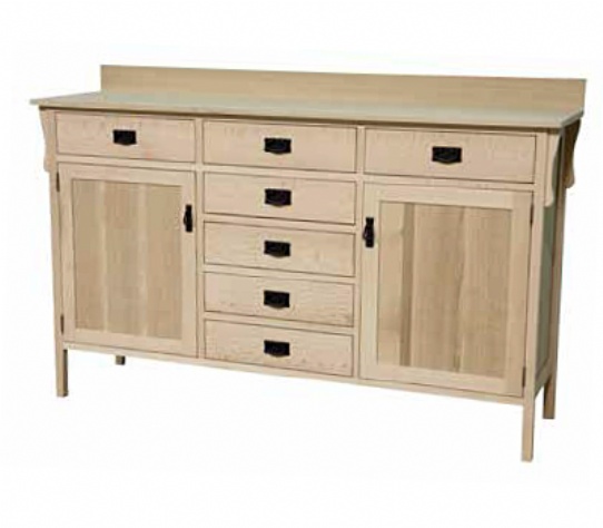 Mission Sideboard 7 Drawers / 2 Doors w/ Backsplash Mennonite Furniture Ontario at Lloyd's Furniture Gallery in Schomberg