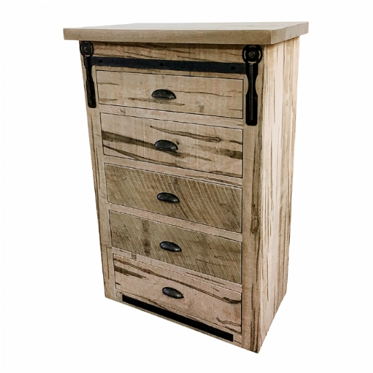 Iron Track 5 Drawer Highboy Mennonite Furniture Ontario at Lloyd's Furniture Gallery in Schomberg